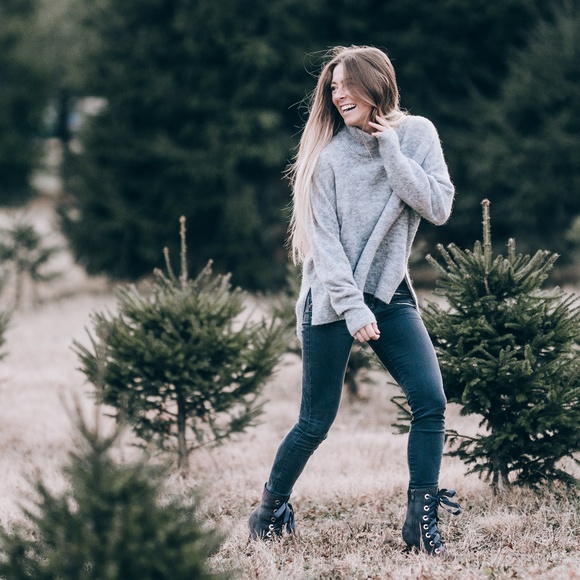 Gray Heels Boots Lace-up Suede Heeled Bootie Shoes - Picture 7 of 8